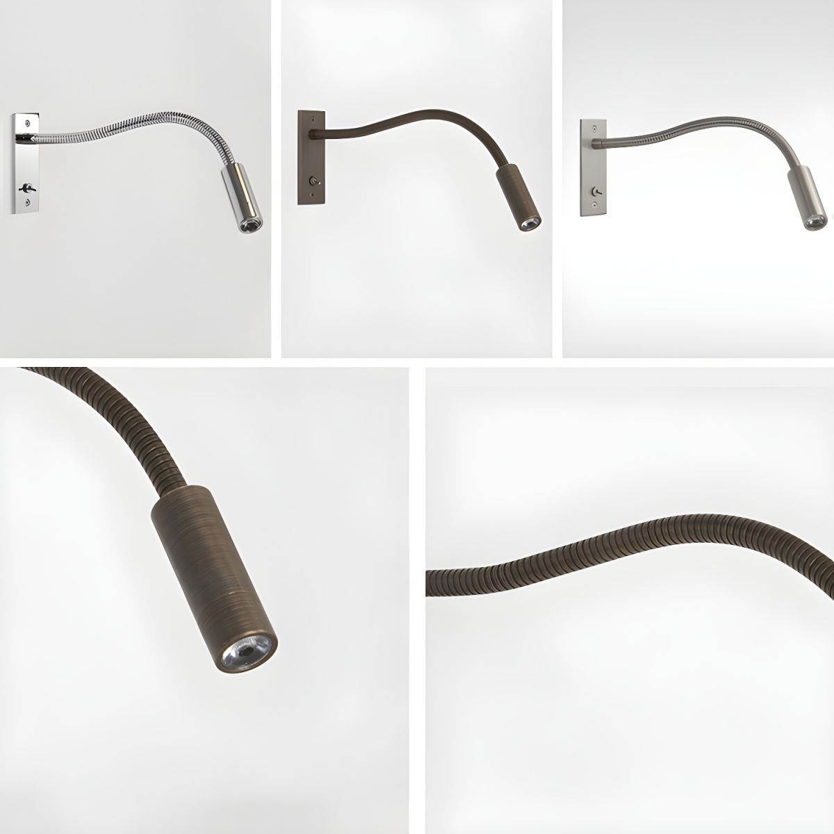 Adjustable Gooseneck Metal Wall Lamp with Cylindrical Head