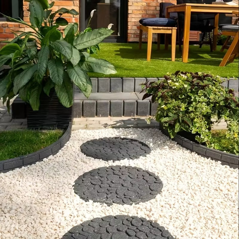 Four Pack Outdoor Round Rubber Stepping Stones