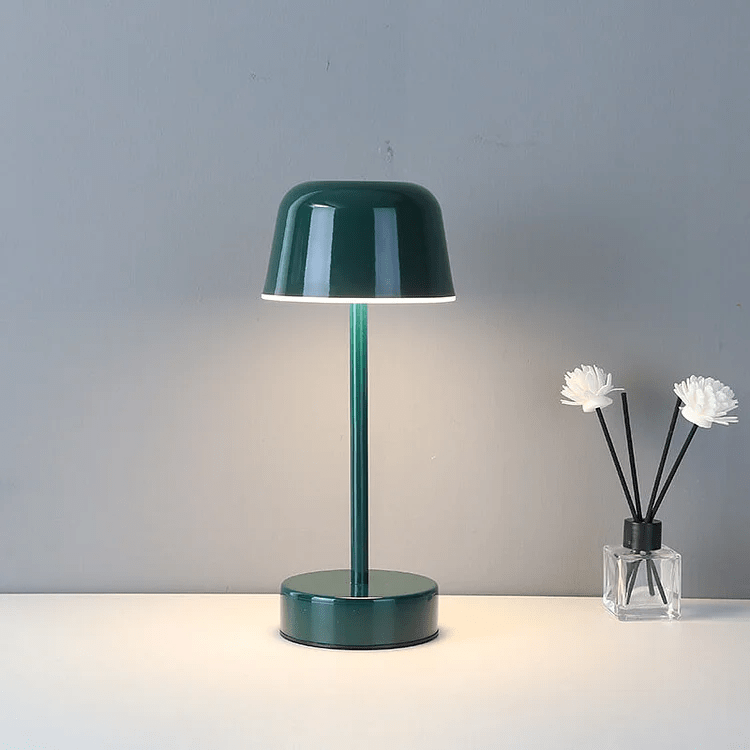 Minimal Metal Dome Table Lamp with Cylindrical Stem Base