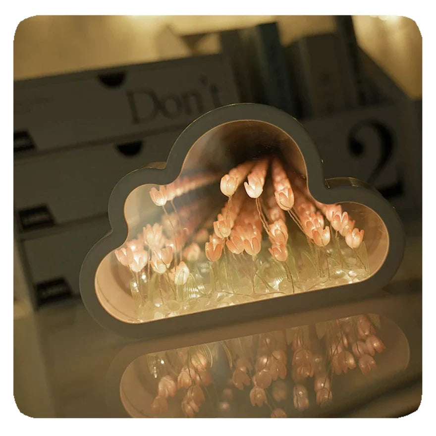 Tulip Table Lamp with Mirrored Glass Design