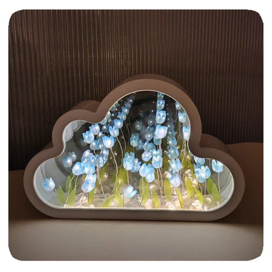 Tulip Table Lamp with Mirrored Glass Design