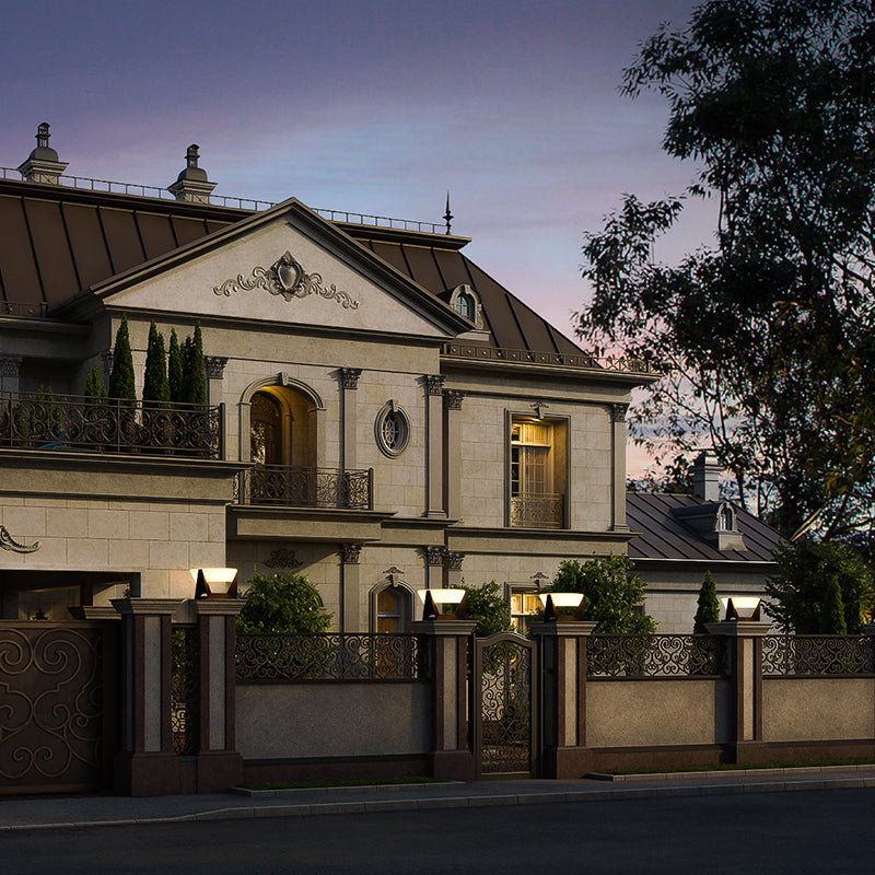 Black Solar Garden Lamp with Square Housing and White Top