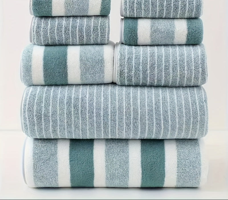 8 Pieces Bath Towel Set Soft Coral Fleece Quick Dry Towels
