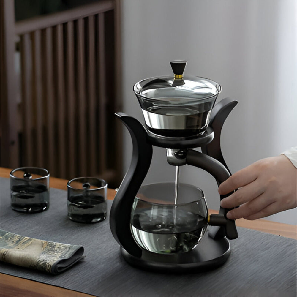 Glass Tea Drip Brewer with Wooden Stand and Magnetic Spout