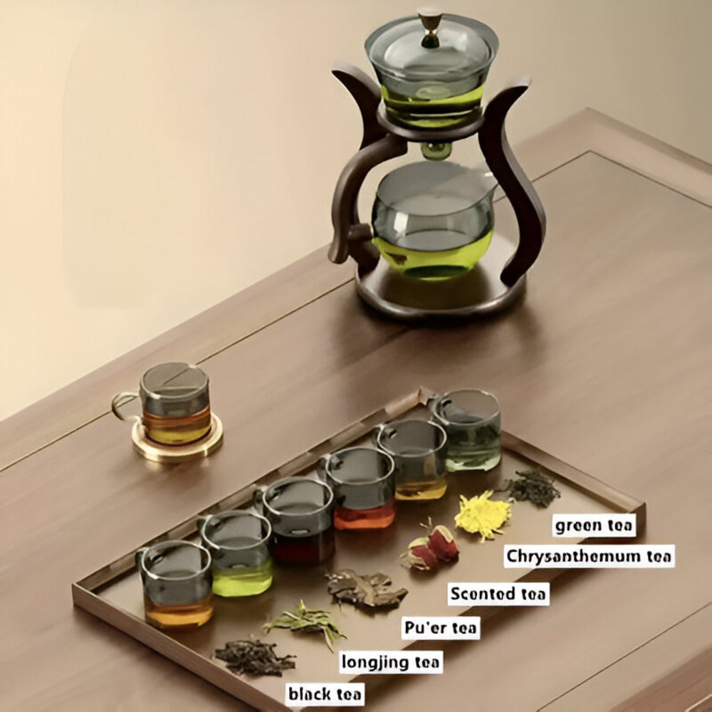 Glass Tea Drip Brewer with Wooden Stand and Magnetic Spout