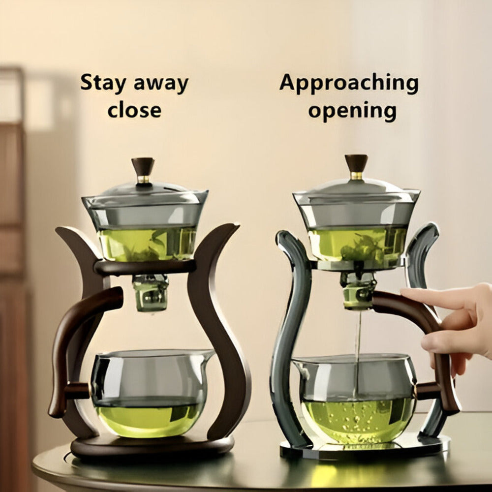Glass Tea Drip Brewer with Wooden Stand and Magnetic Spout