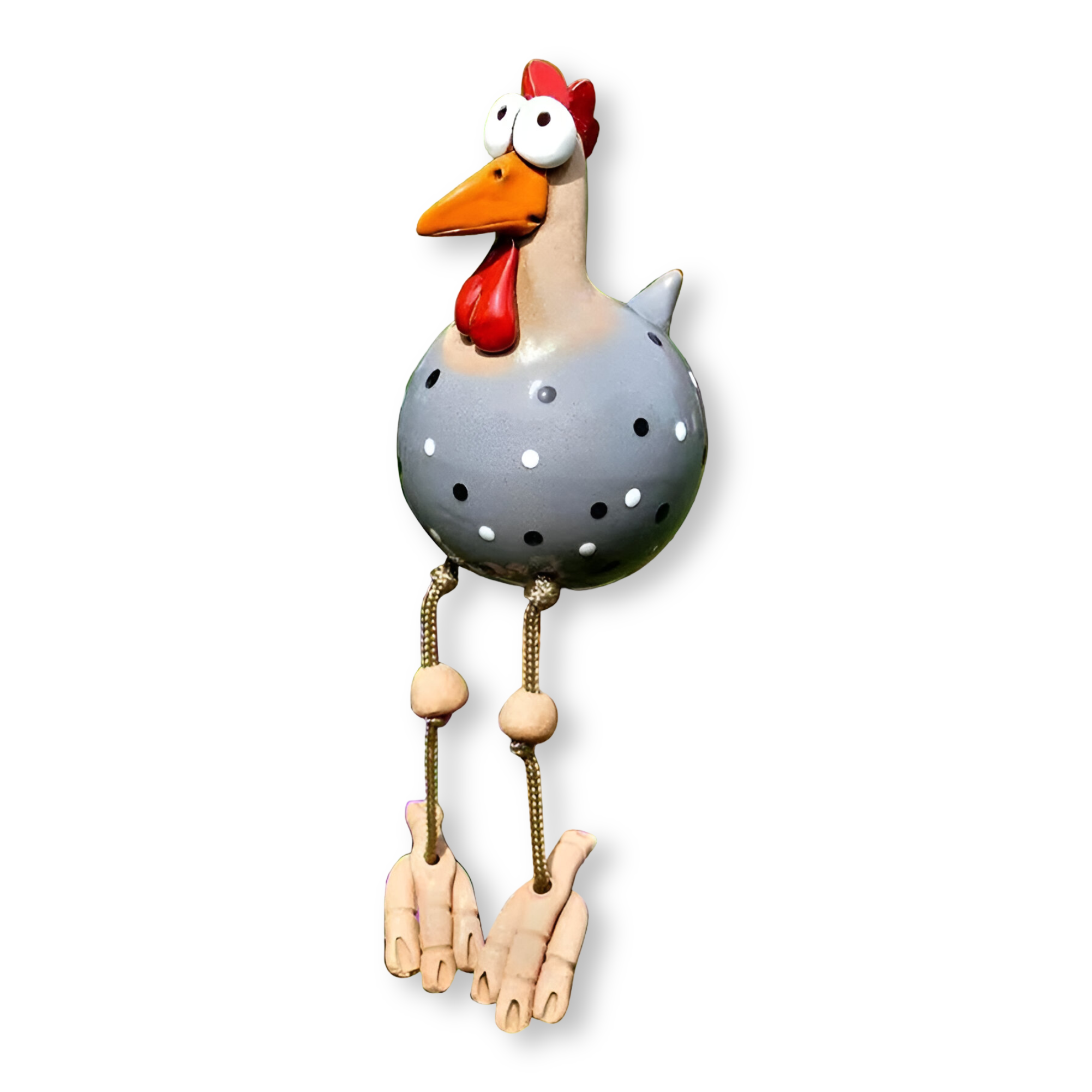 Resin Rooster Garden Figurine with Hanging Legs