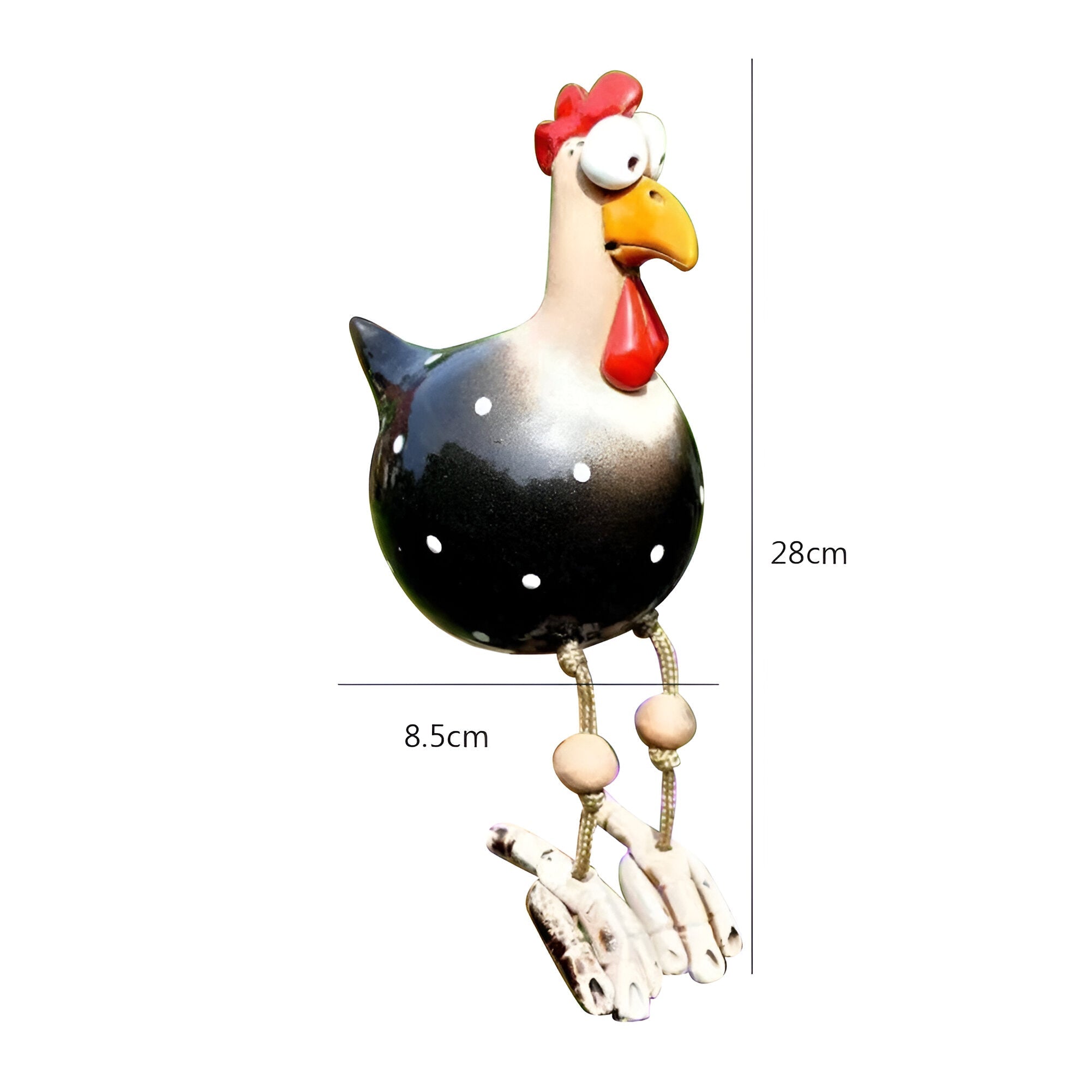 Resin Rooster Garden Figurine with Hanging Legs