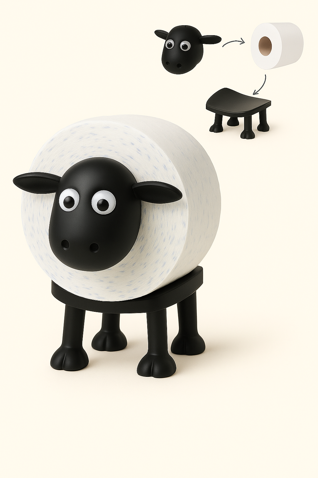 Sheep Shaped Toilet Bathroom Roll Holder Set of 3