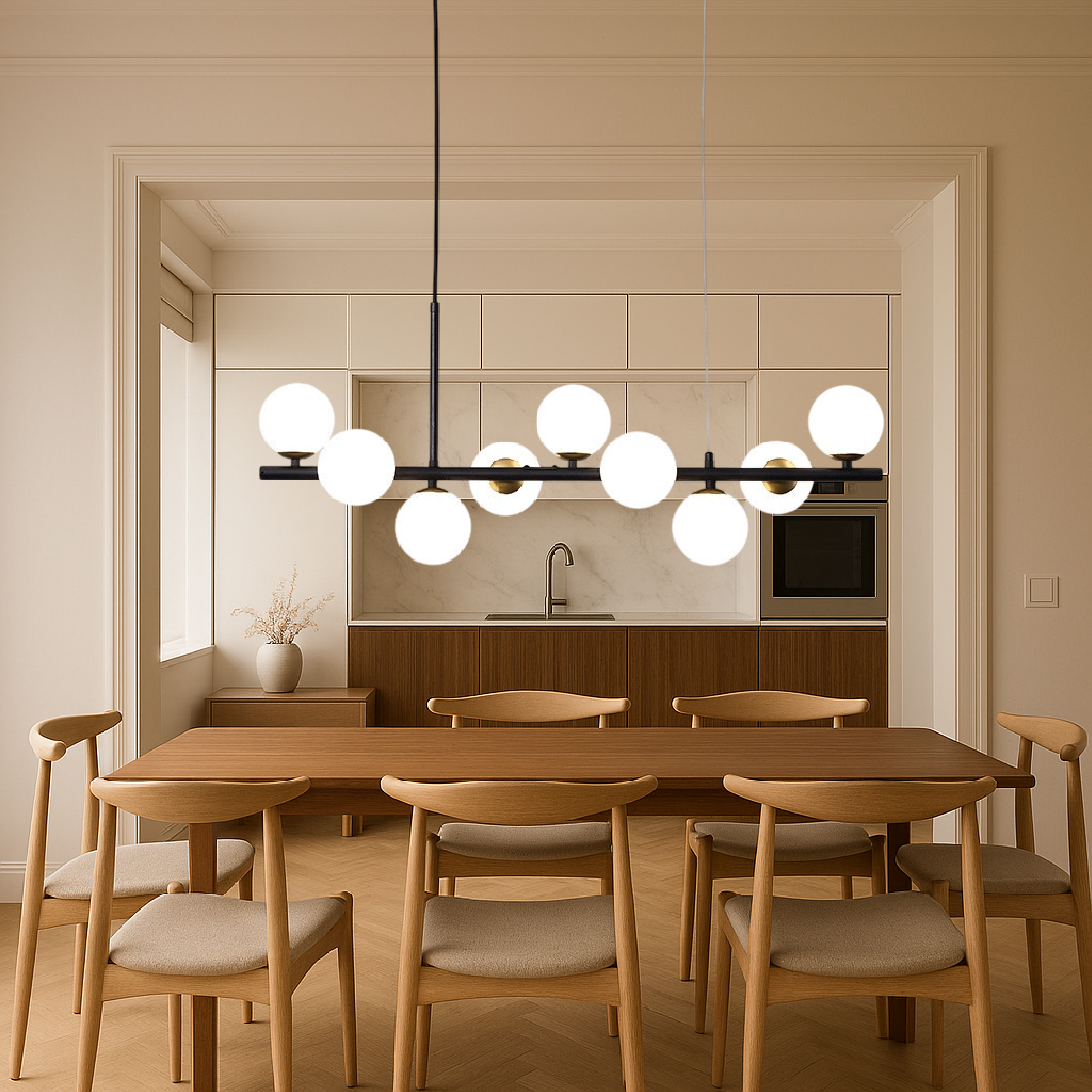 Sleek Dining Room Black Pendant Light