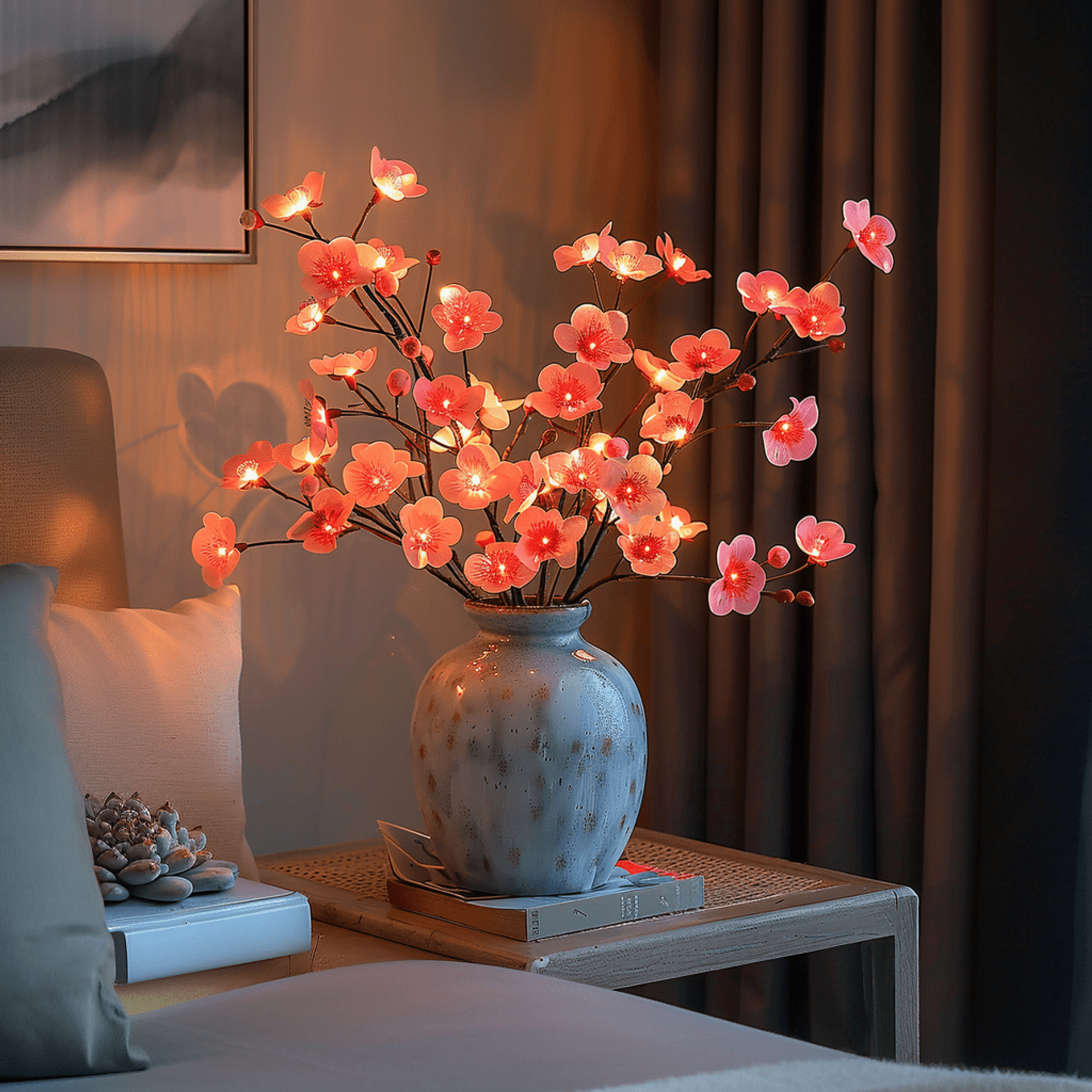 Illuminated Olive Branch & Cherry blossom Decor