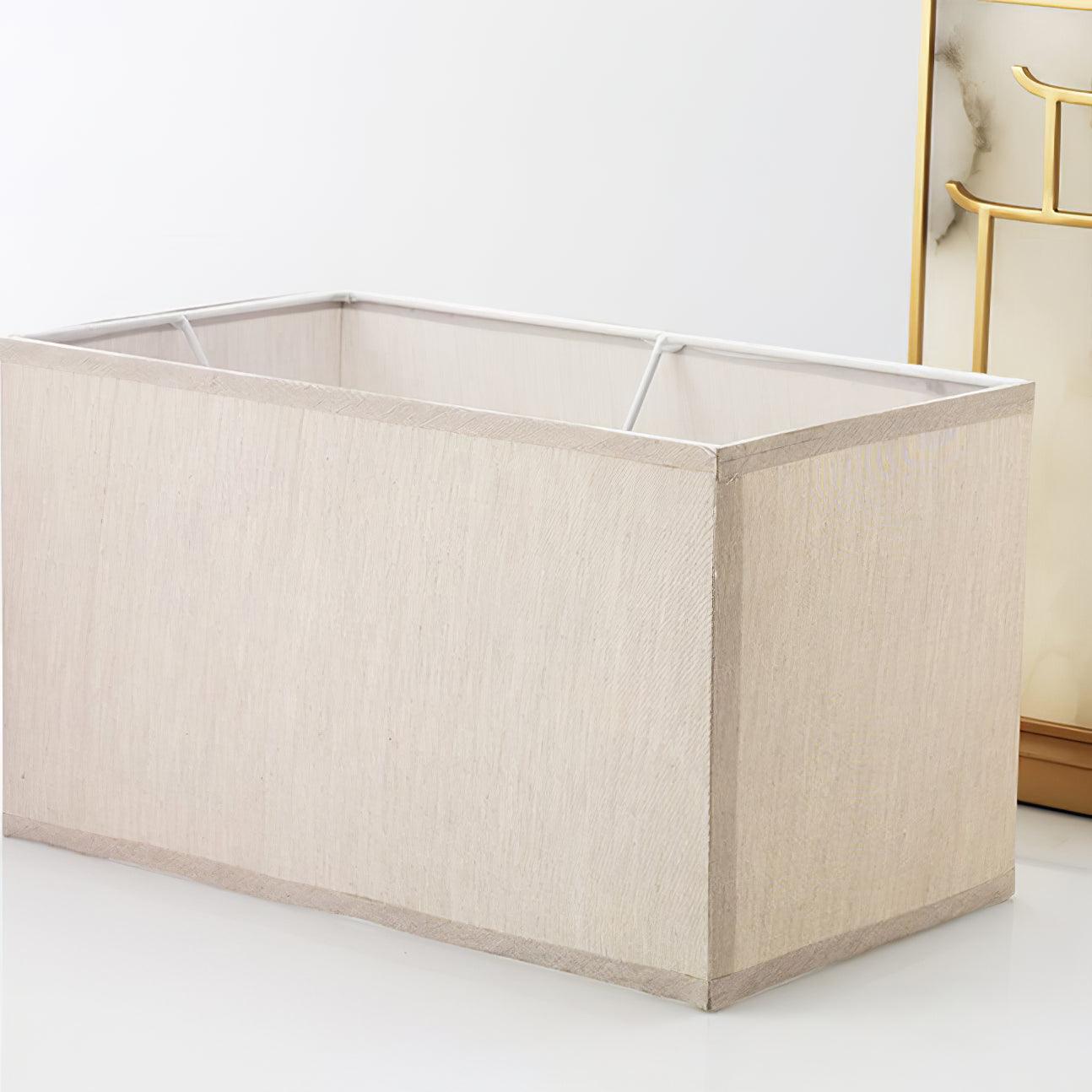 Rectangular Glass Table Lamp with Metal Frame and Fabric Shade