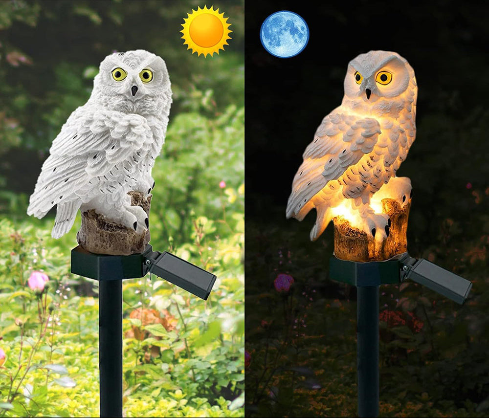 Solar Owl Shaped Plastic Garden Stake Light with Warm LED