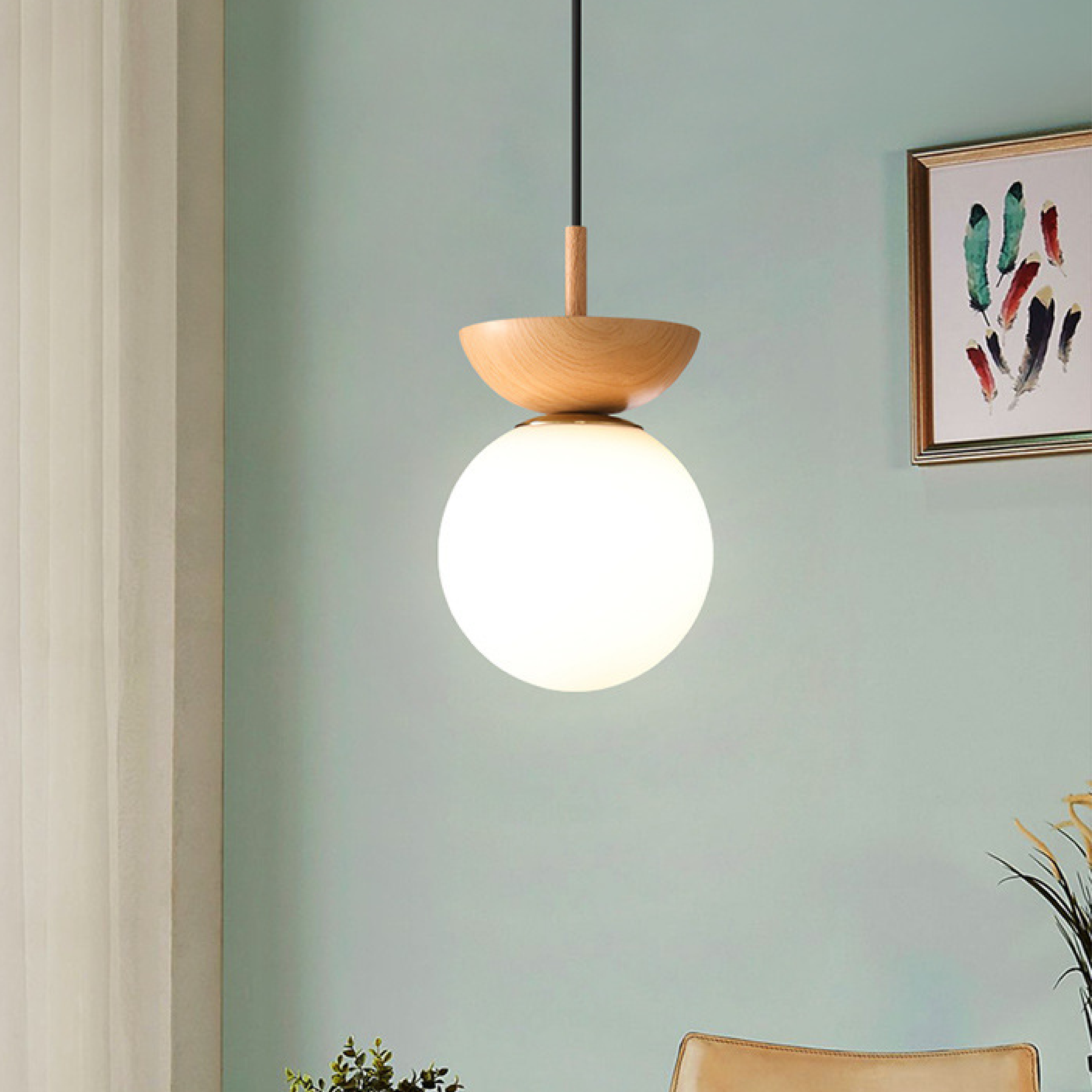 Minimalist Japanese Globe Pendant Lamp