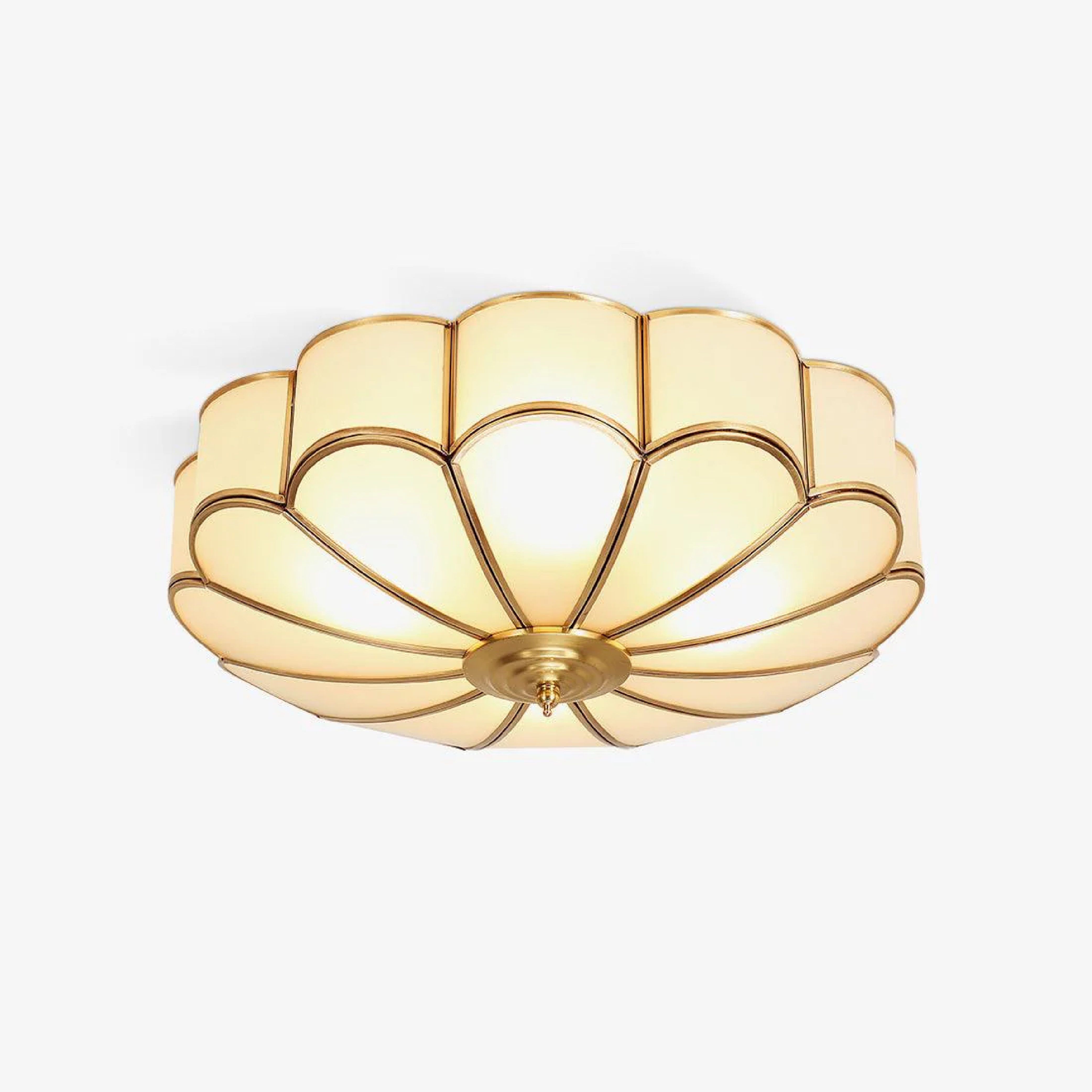 Gold Flower-Shaped Glass Ceiling Light