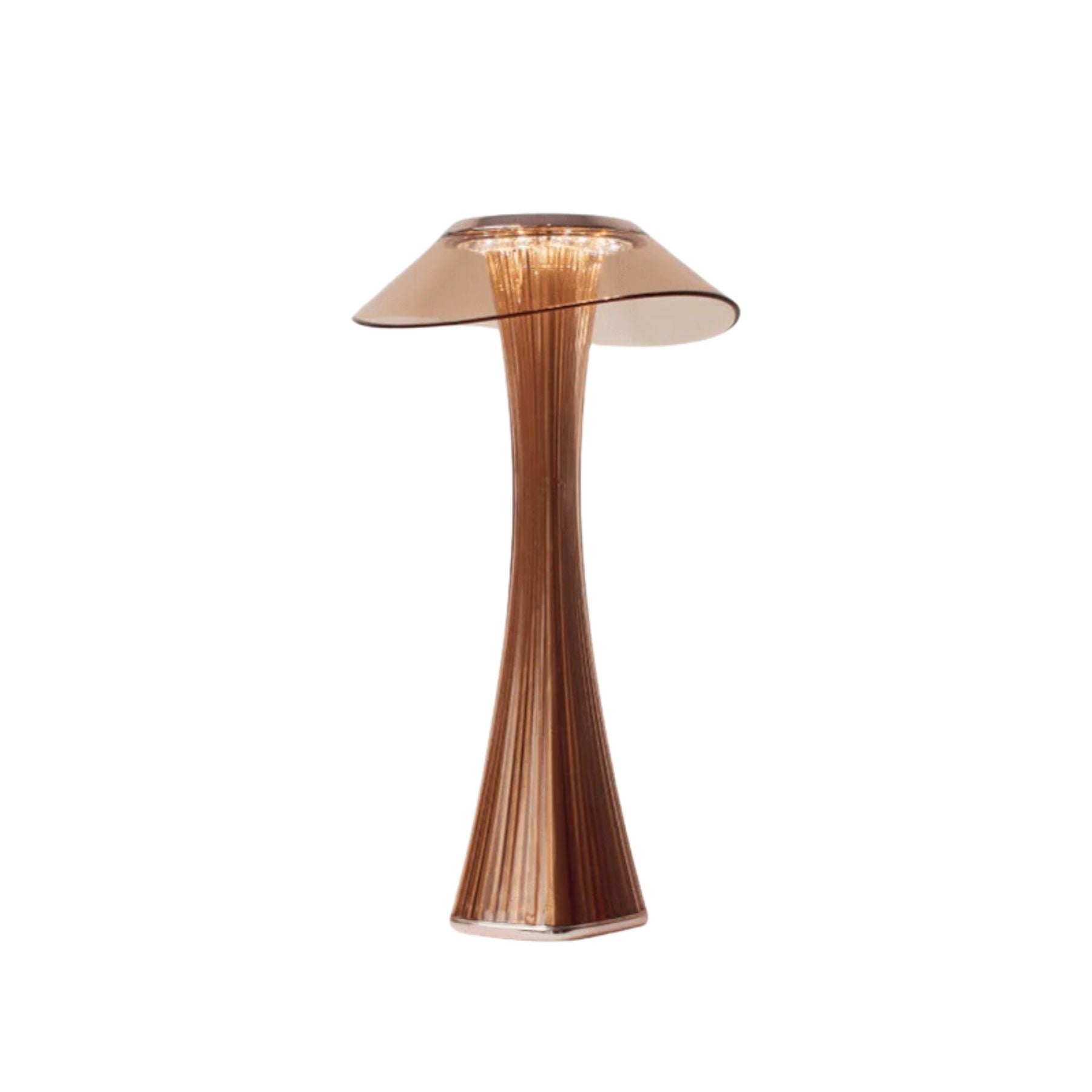 Fluted Glass Table Lamp with Clear Disc Shade