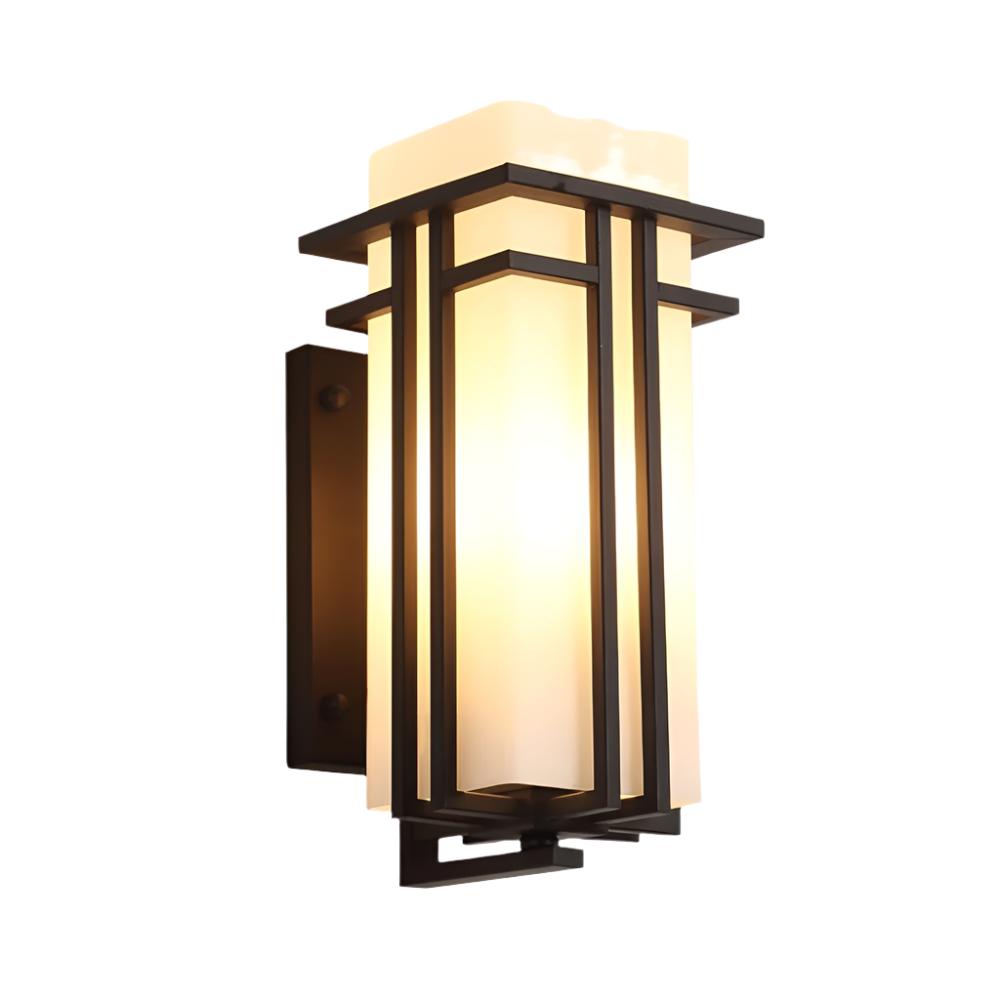 Outdoor Wall Light Rectangular Glass Shade with Metal Frame