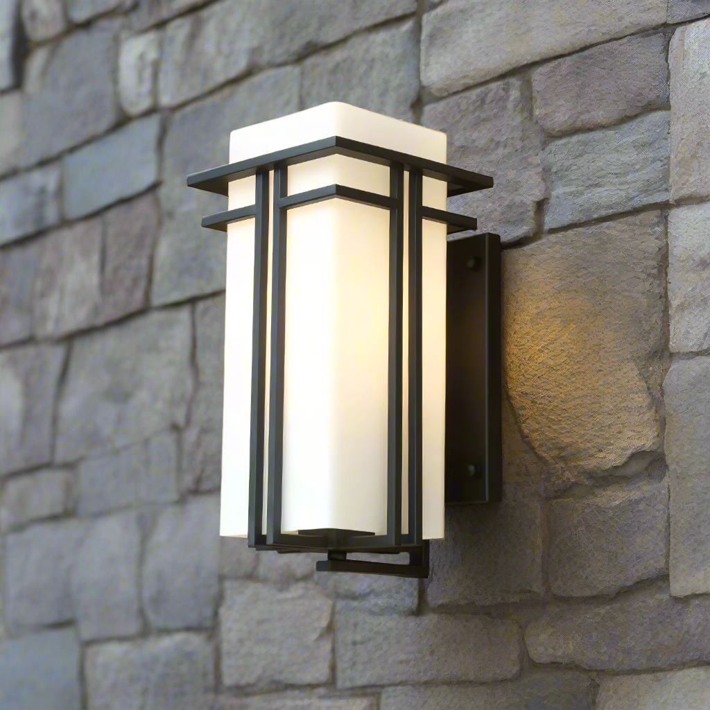 Outdoor Wall Light Rectangular Glass Shade with Metal Frame