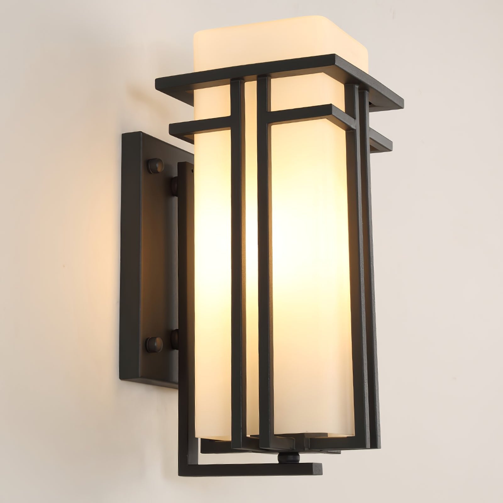 Outdoor Wall Light Rectangular Glass Shade with Metal Frame