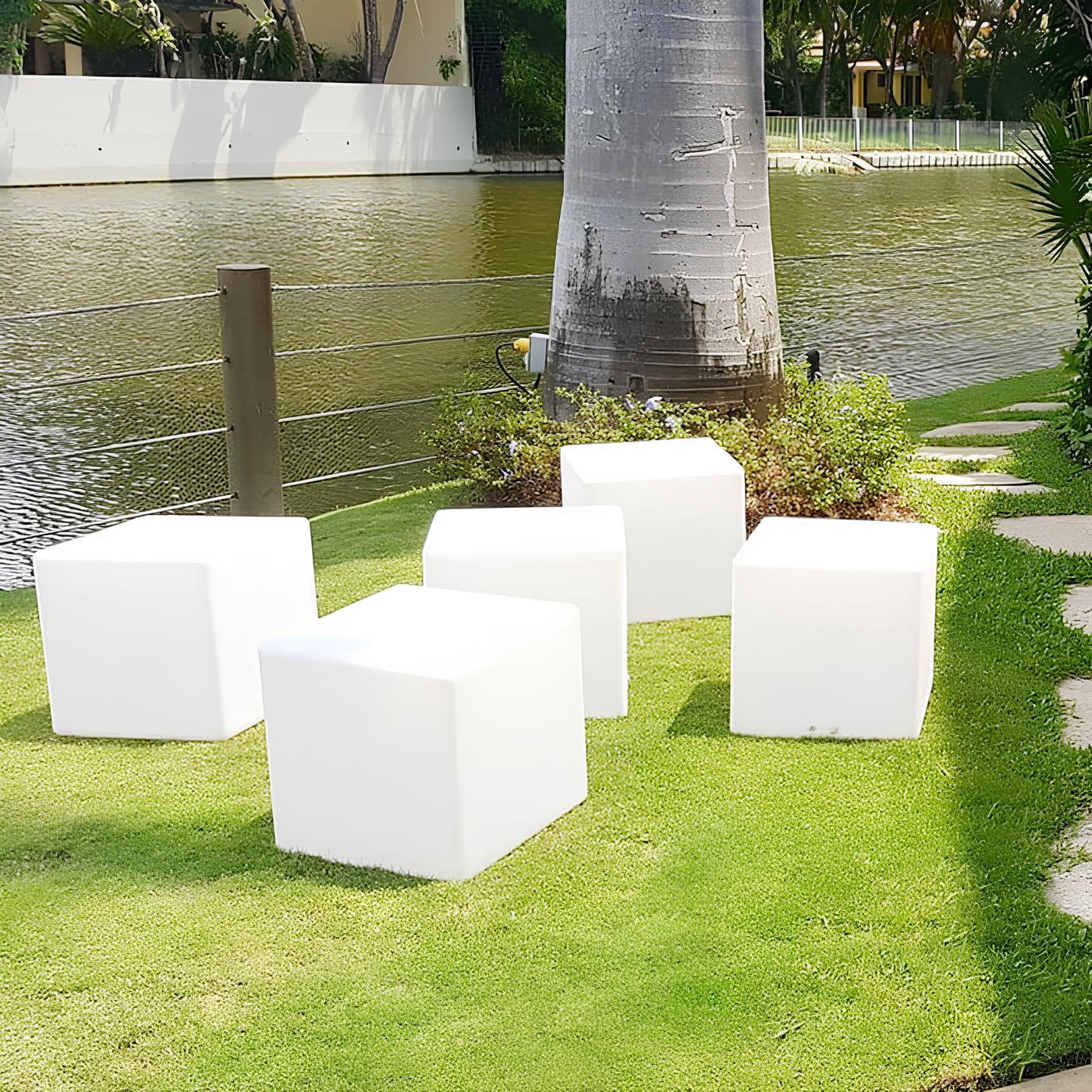 LED Cube Garden Light White Outdoor Floor Lamp
