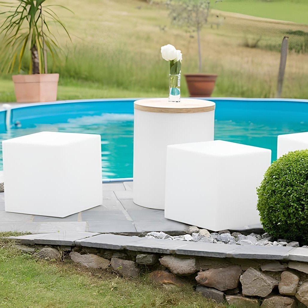 LED Cube Garden Light White Outdoor Floor Lamp