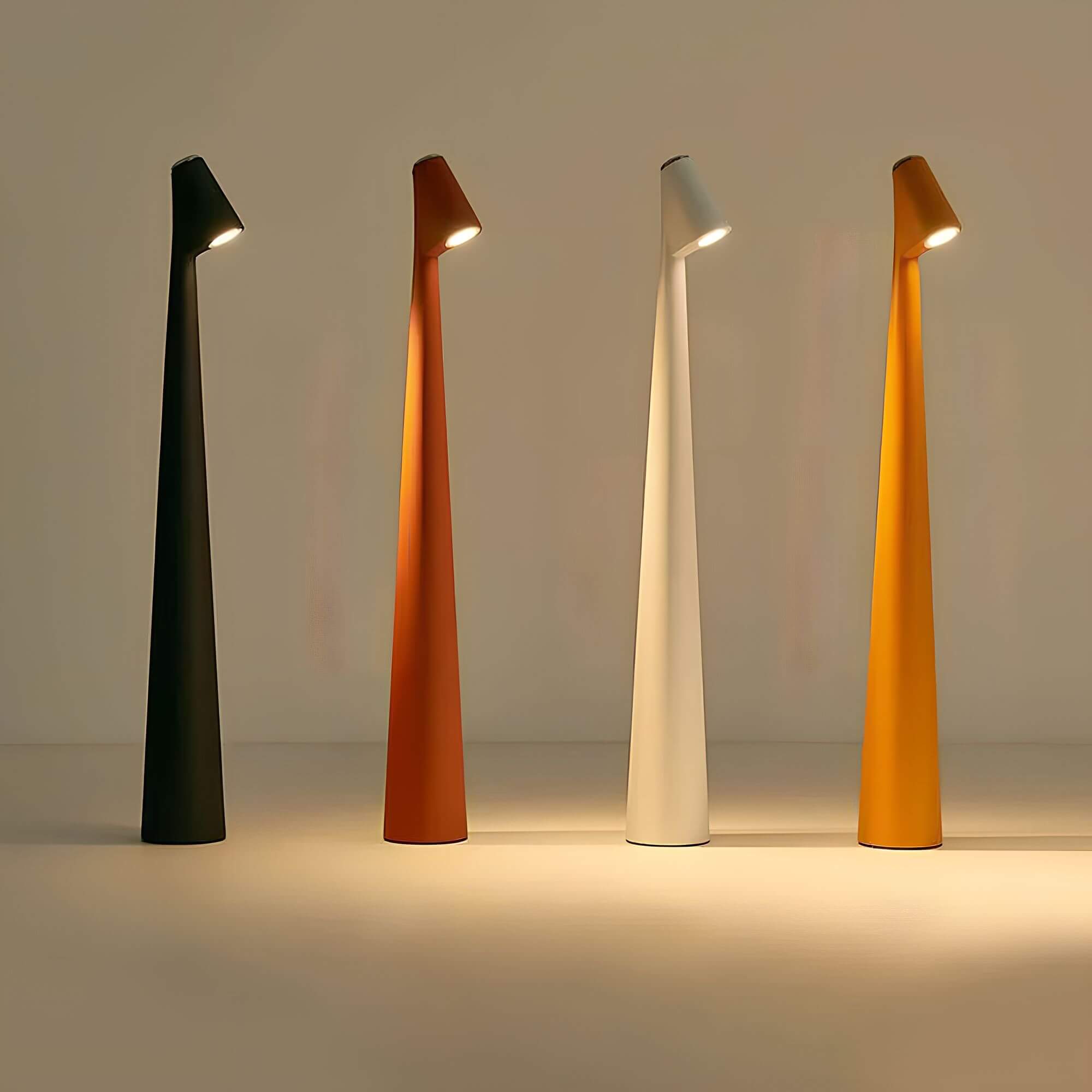 LED floor lamp with tall conical body
