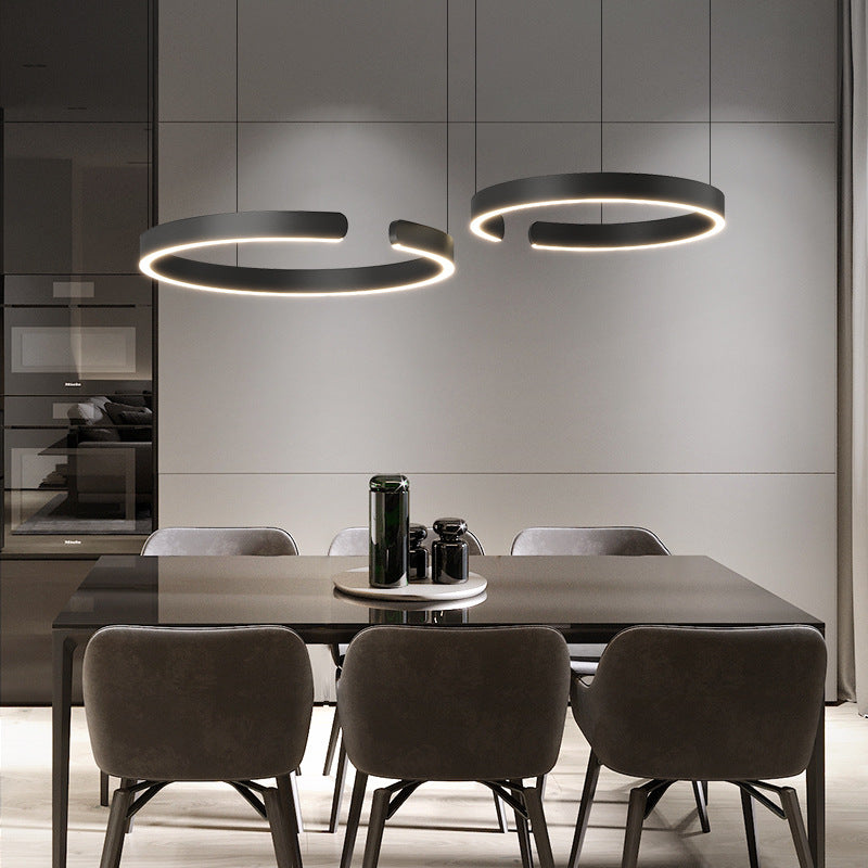 LED ring pendant light with metal finish