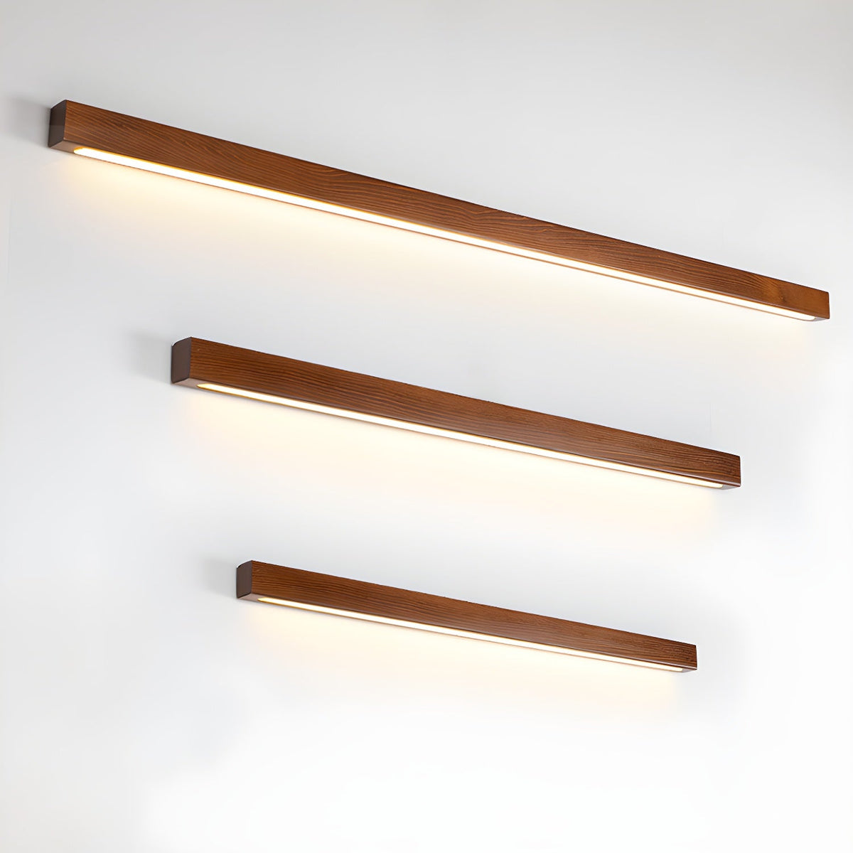 Linear Wood Wall Light with Integrated LED – Walnut wood