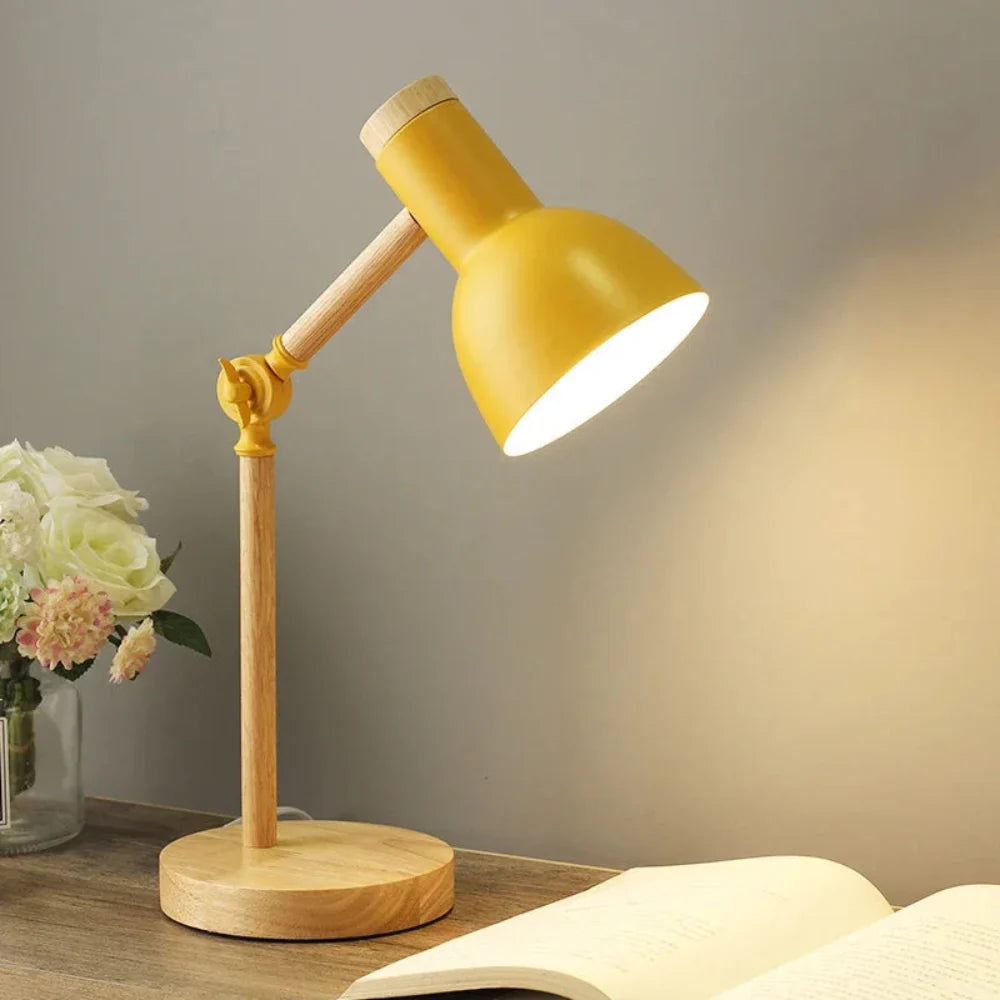 Adjustable Modern Wooden Desk Lamp
