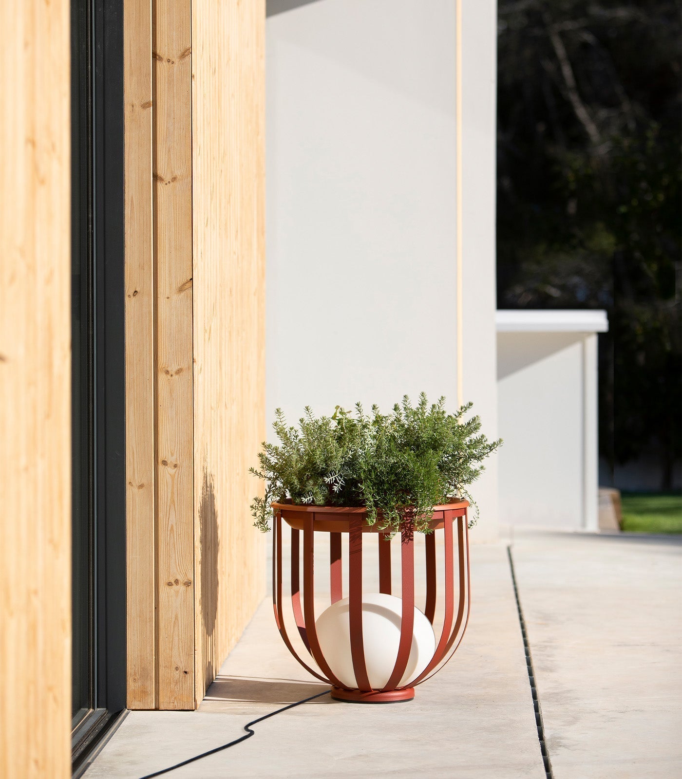 Ronde Buitenplantenlamp Tafel Met Metalen Frame