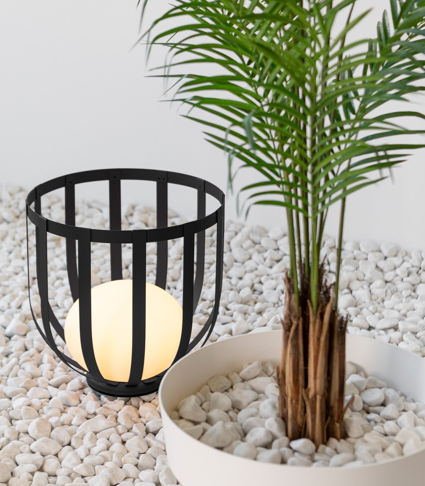 Ronde Buitenplantenlamp Tafel Met Metalen Frame
