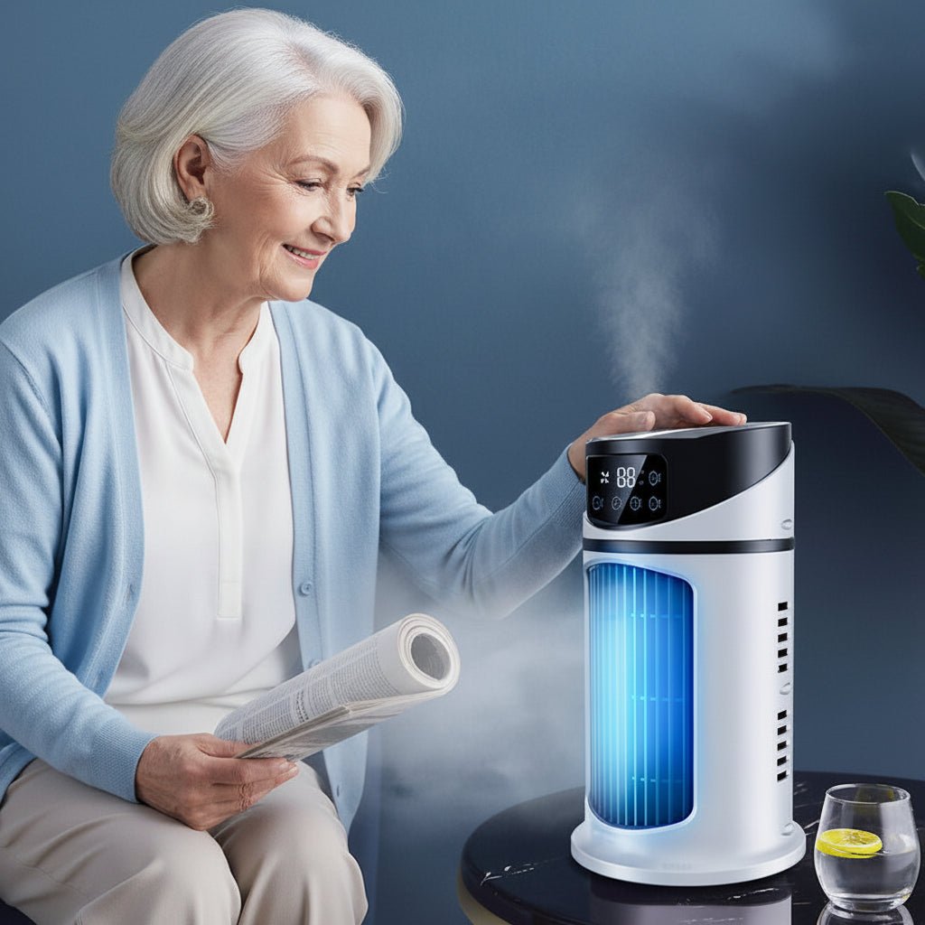 Draagbare verdampingsluchtkoeler met ventilator en luchtbevochtiger – USB-aangedreven
