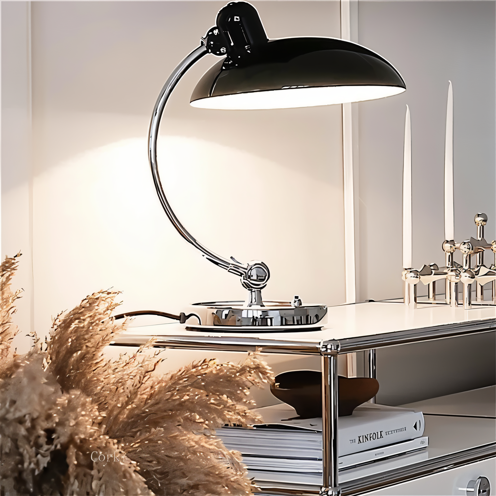 Metal desk lamp with adjustable dome shade