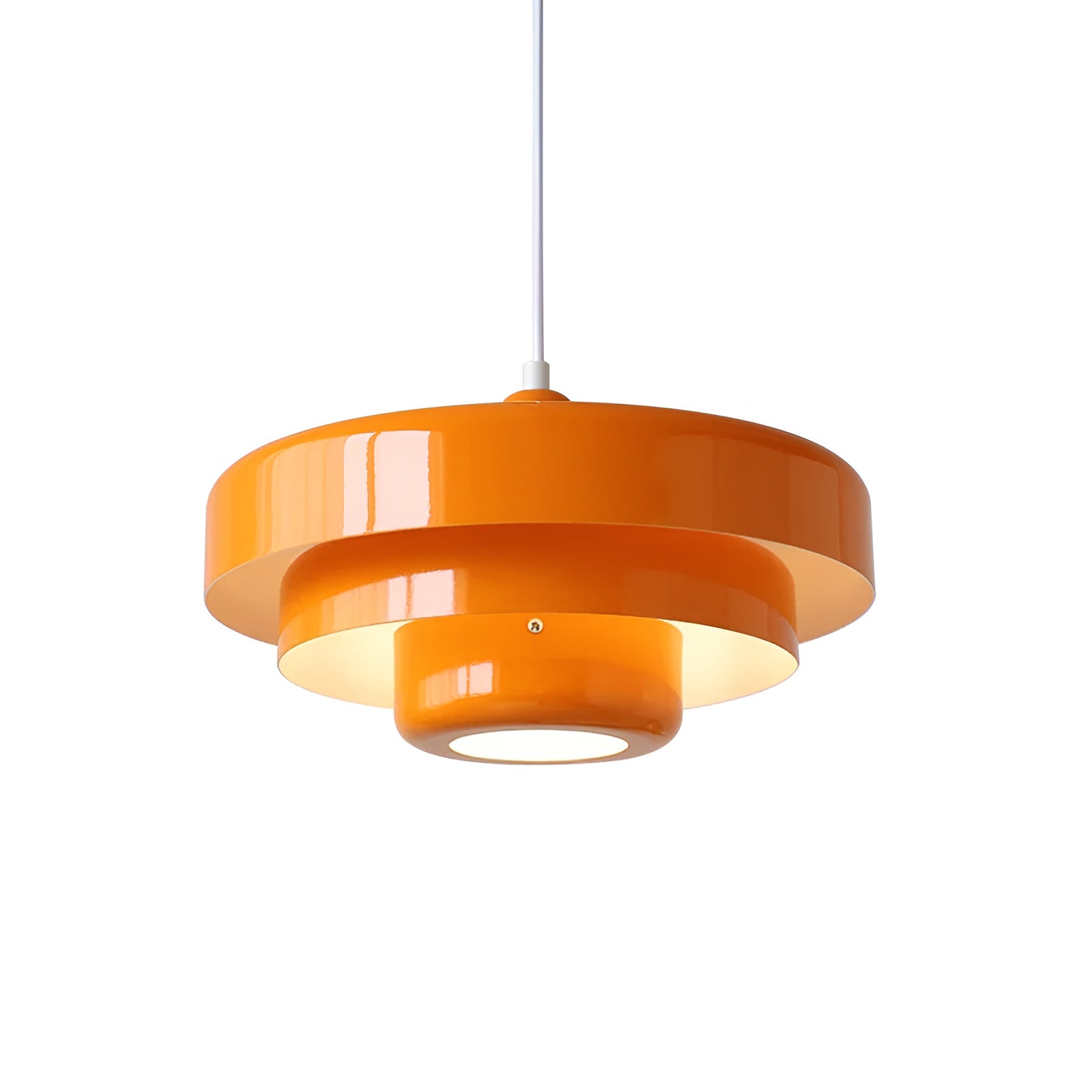 Metalen hanglamp met gelaagde, ronde kap
