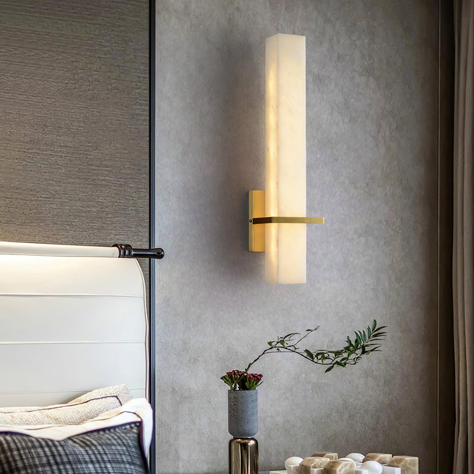 Modern Alabaster Wall Lamp Brass LED Indoor Wall Light Fixture