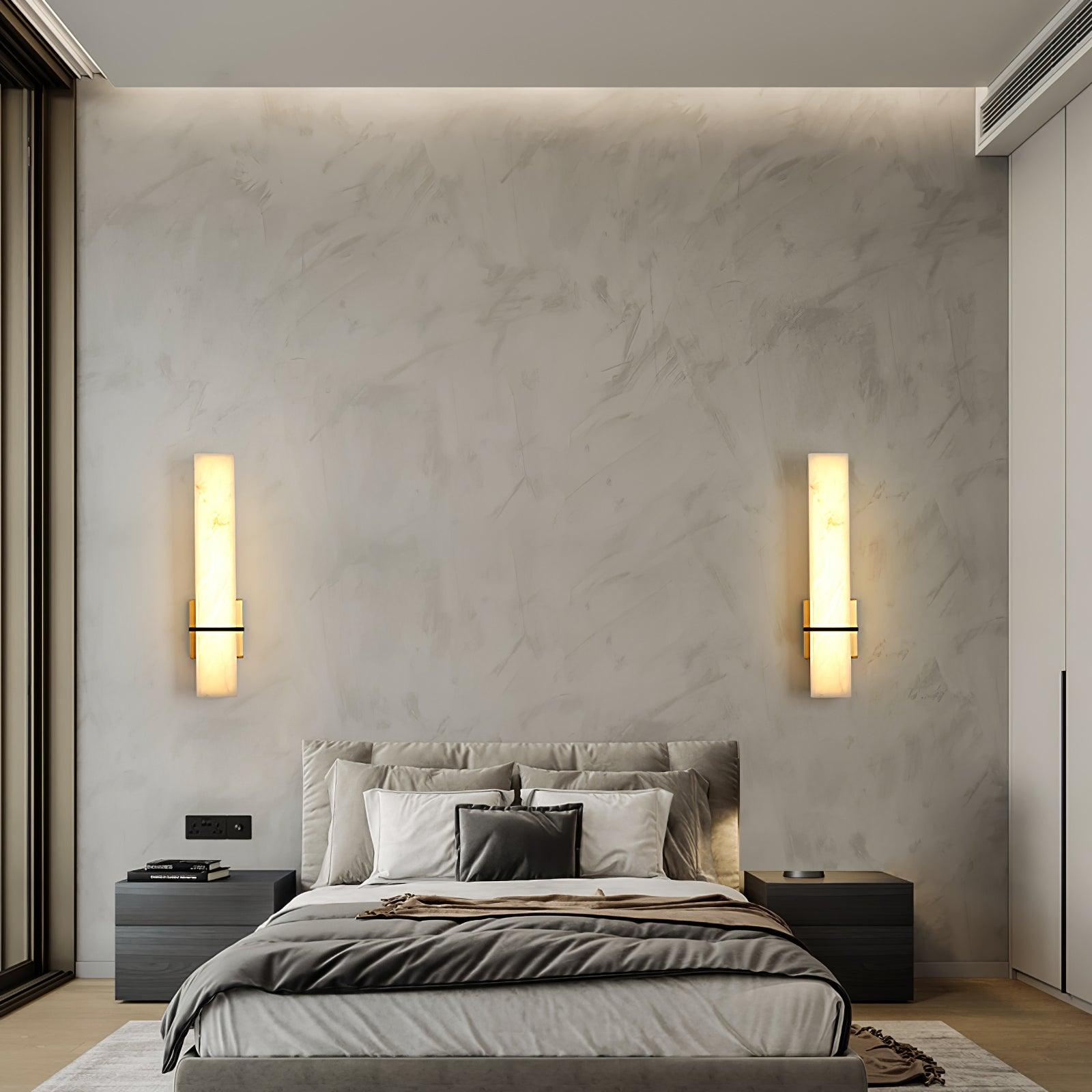 Modern Alabaster Wall Lamp Brass LED Indoor Wall Light Fixture