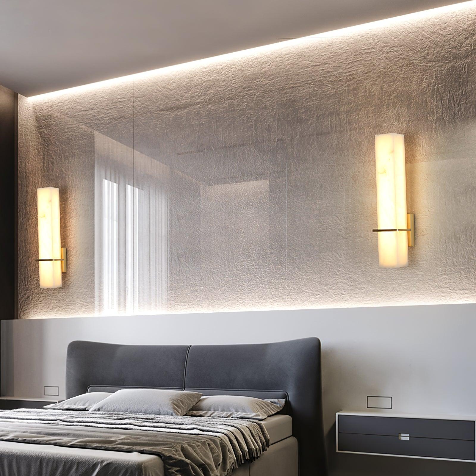 Modern Alabaster Wall Lamp Brass LED Indoor Wall Light Fixture