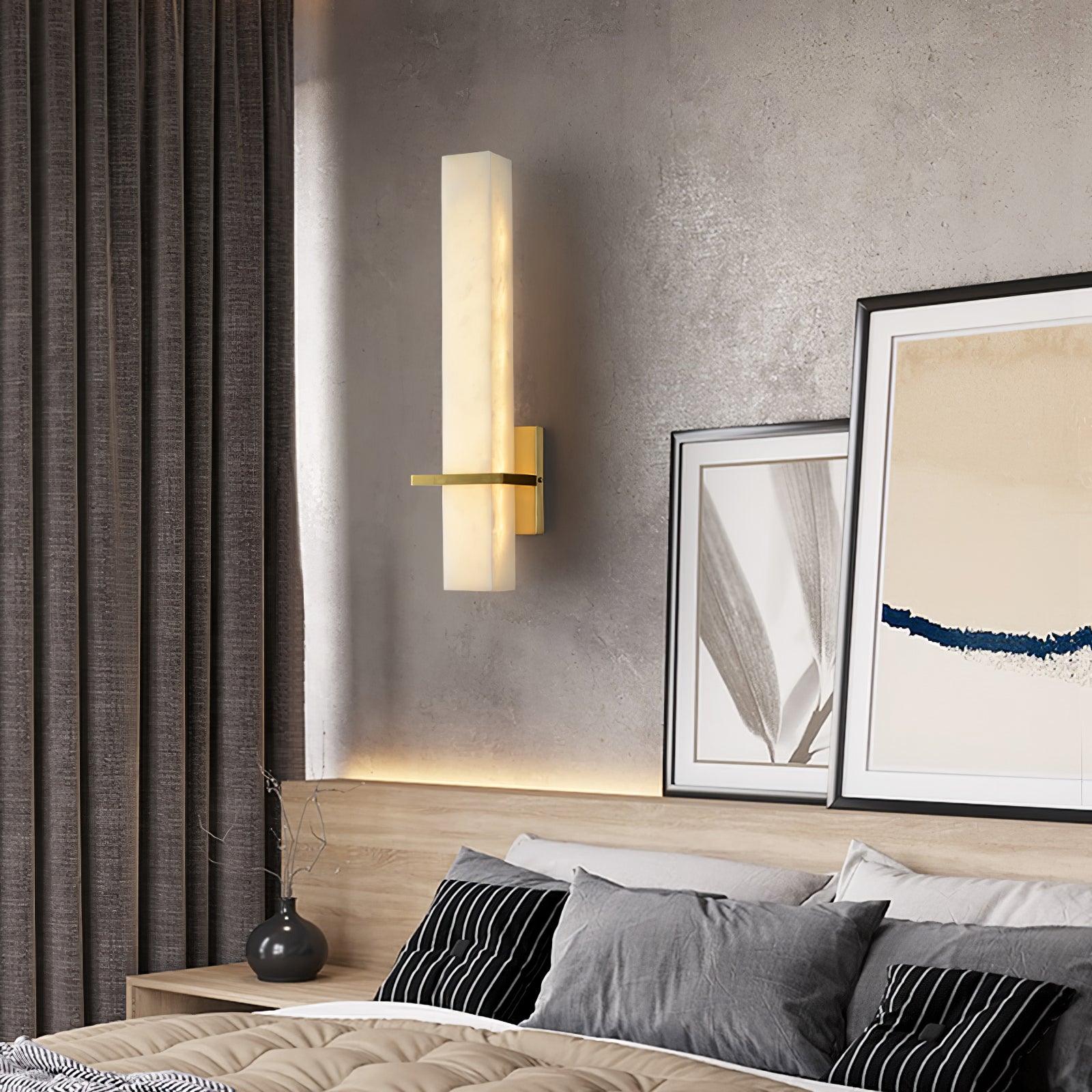 Modern Alabaster Wall Lamp Brass LED Indoor Wall Light Fixture