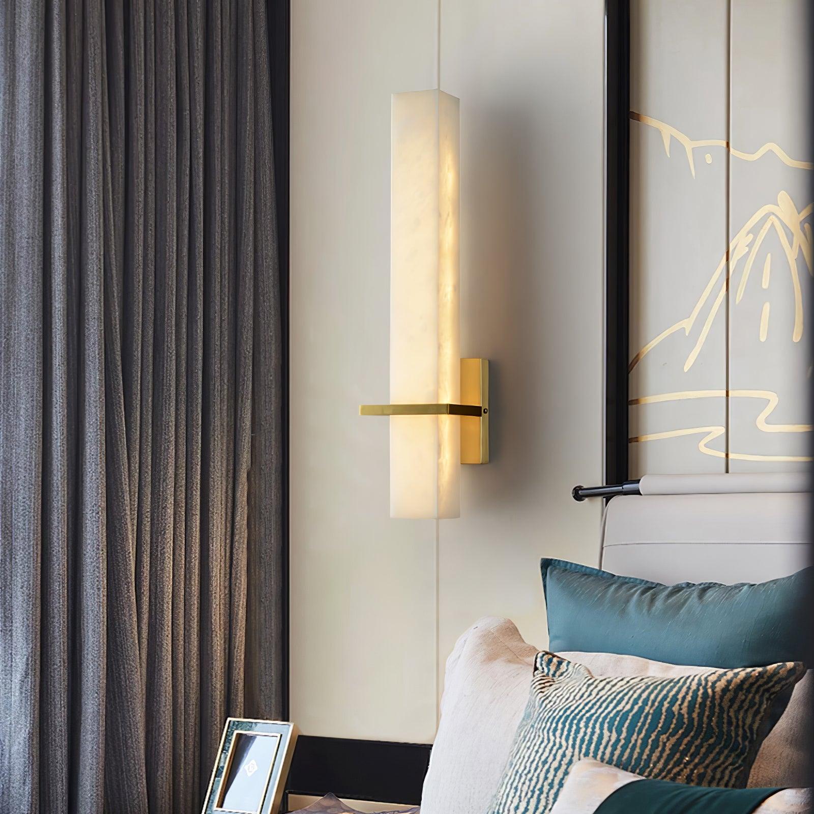 Modern Alabaster Wall Lamp Brass LED Indoor Wall Light Fixture