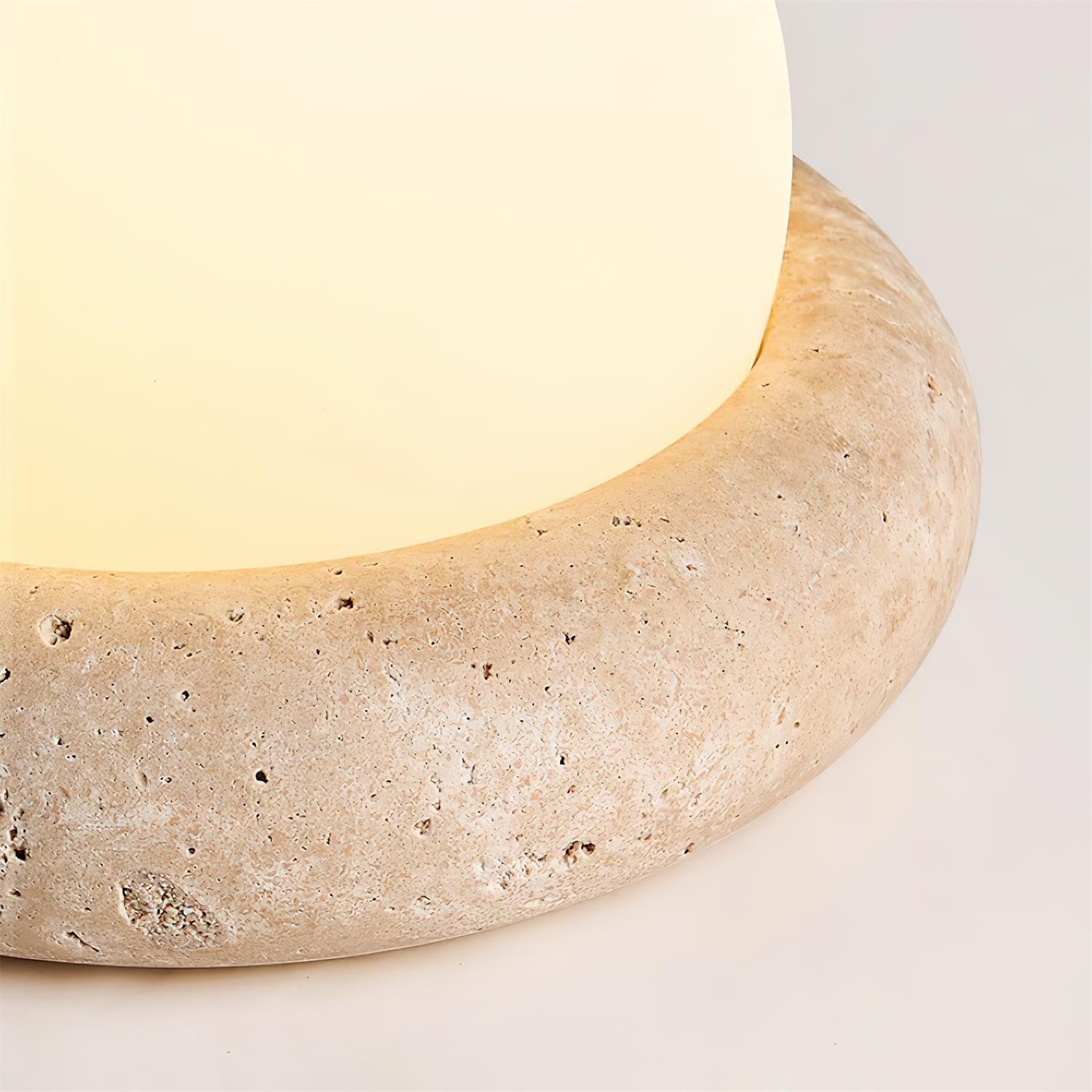Travertine Base Table Lamp with Glass Globe Shade
