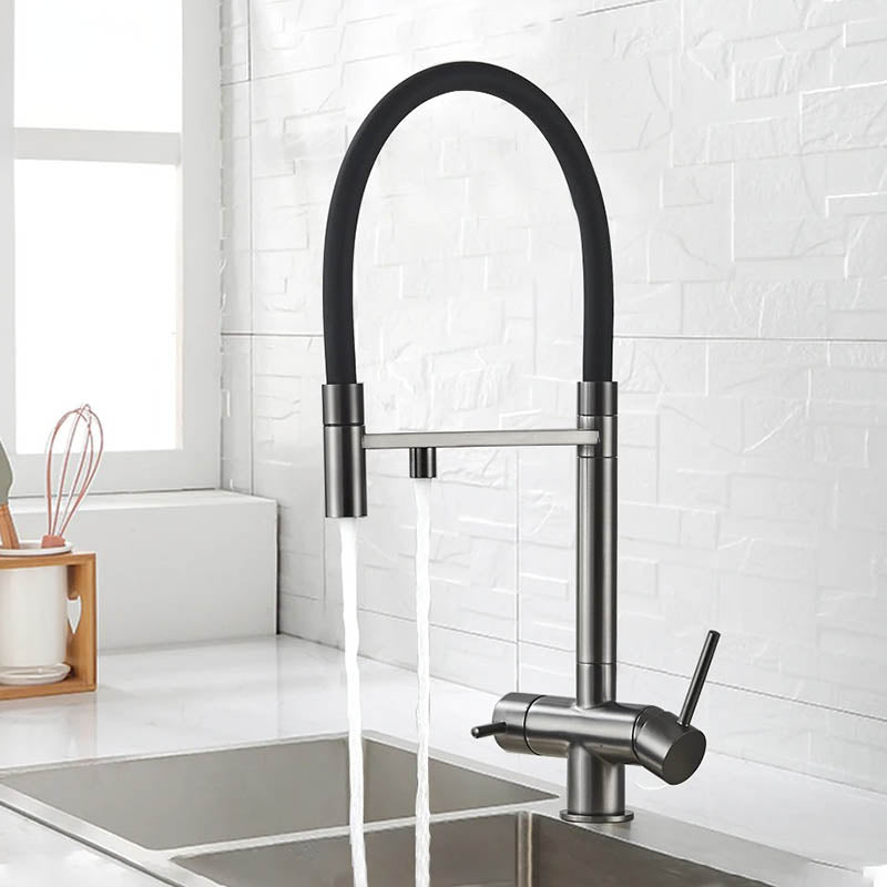 Brass Kitchen Sink Tap With Pull Down Spray And Water Filter Connection