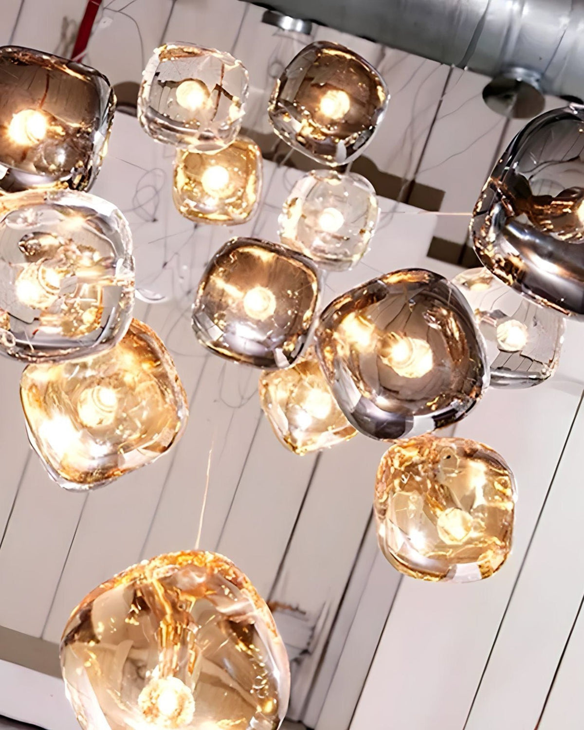 Modern Coloured Glass Multi Pendant Chandelier