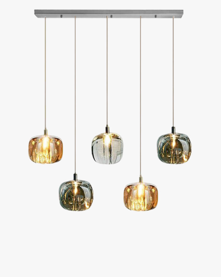 Modern Coloured Glass Multi Pendant Chandelier