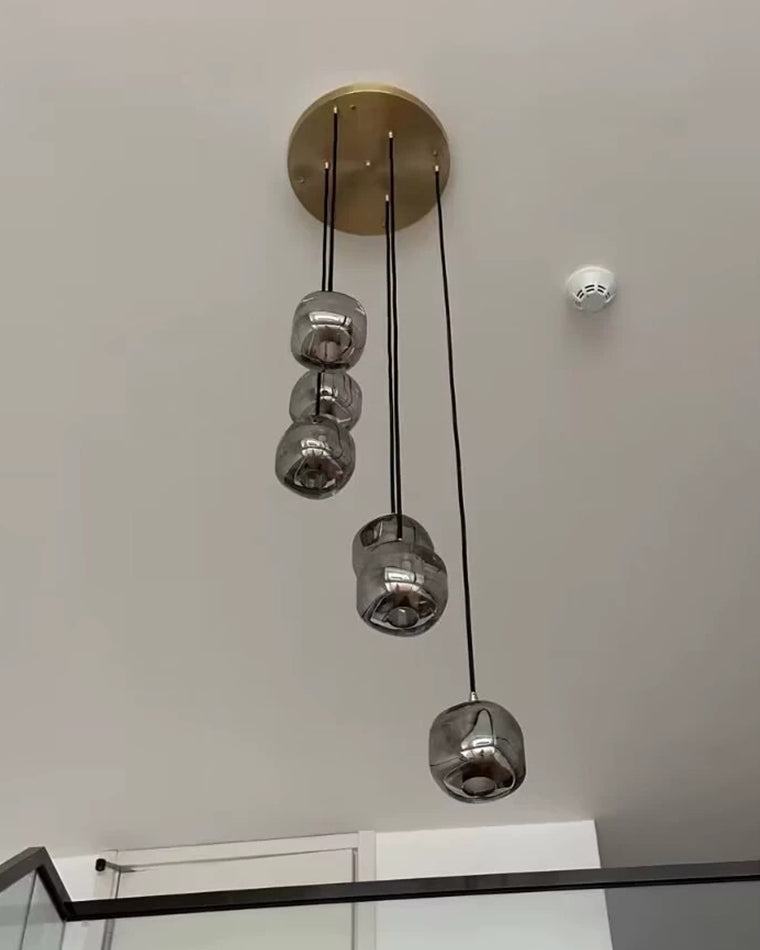 Modern Coloured Glass Multi Pendant Chandelier