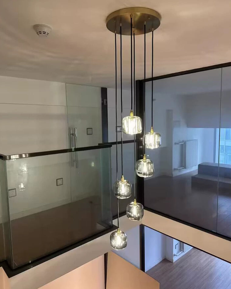Modern Coloured Glass Multi Pendant Chandelier