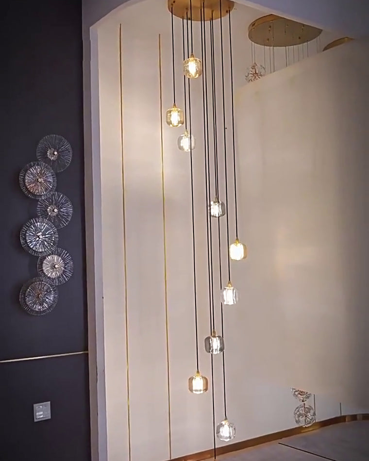 Modern Coloured Glass Multi Pendant Chandelier