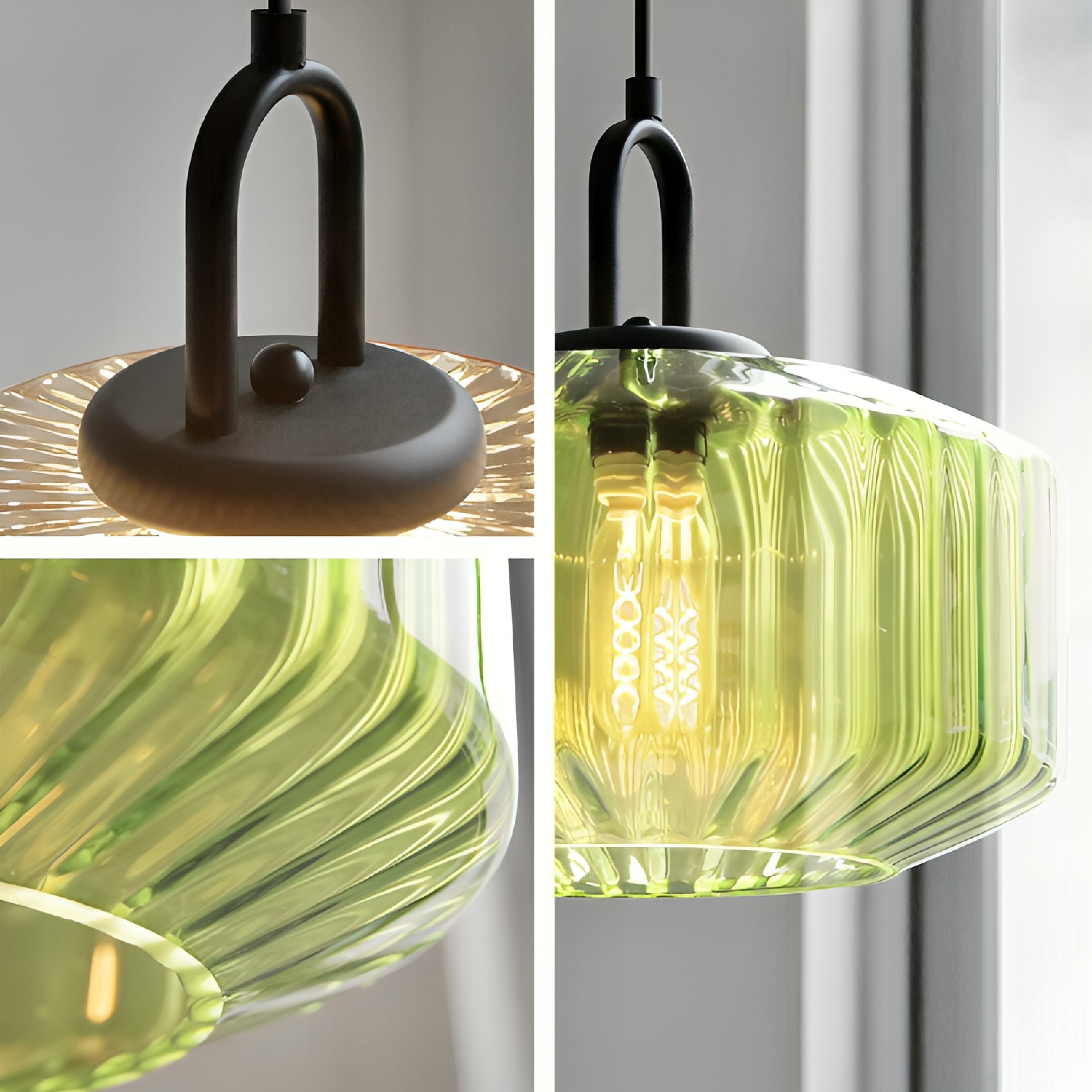 Modern Crystal-Cut Glass Hanging Lamp