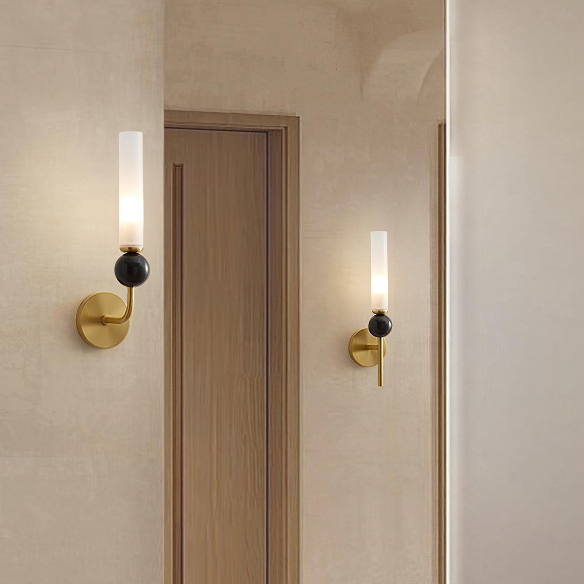 Applique murale moderne en marbre avec cadre en laiton massif