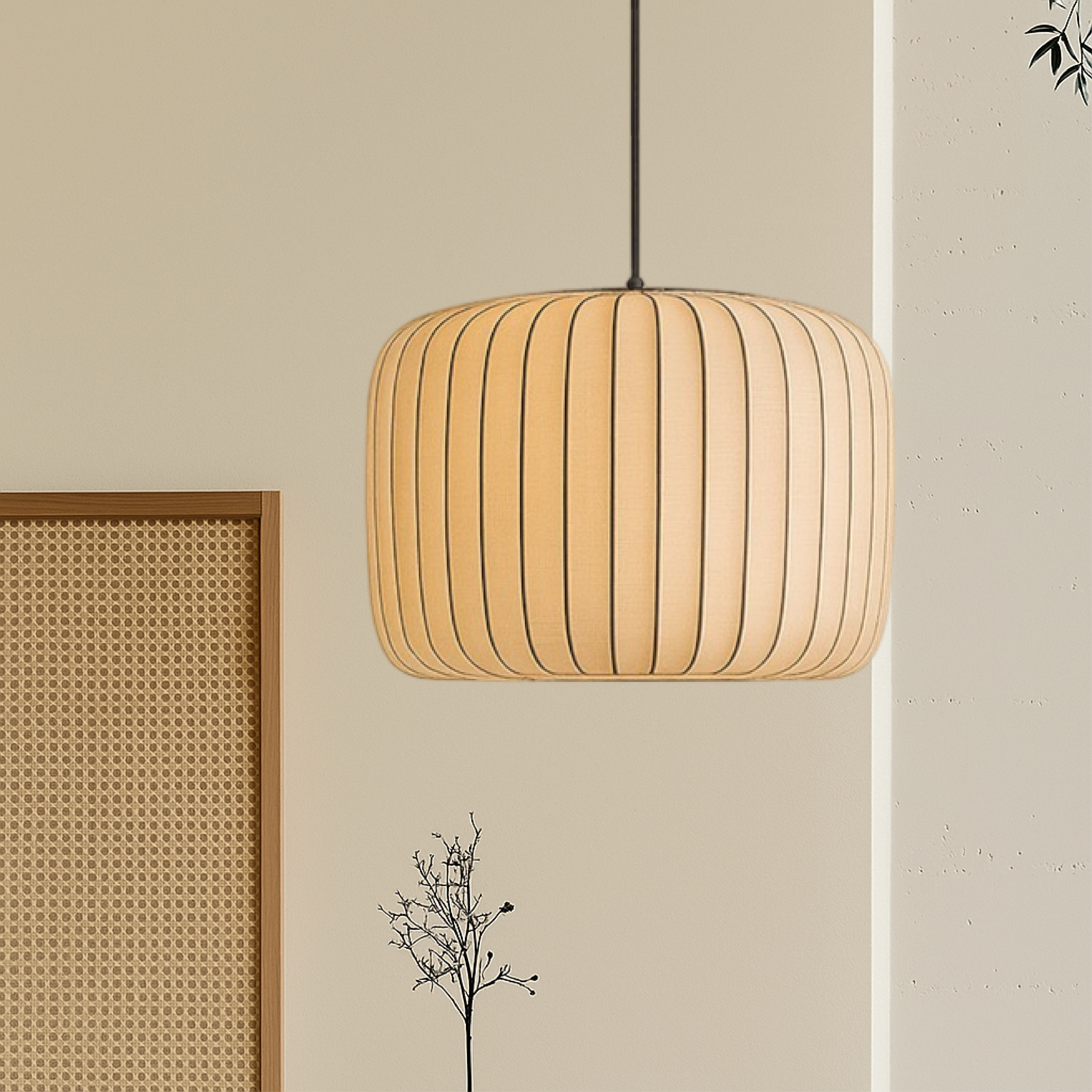 Modern Ribbed Silk Pendant Lamp