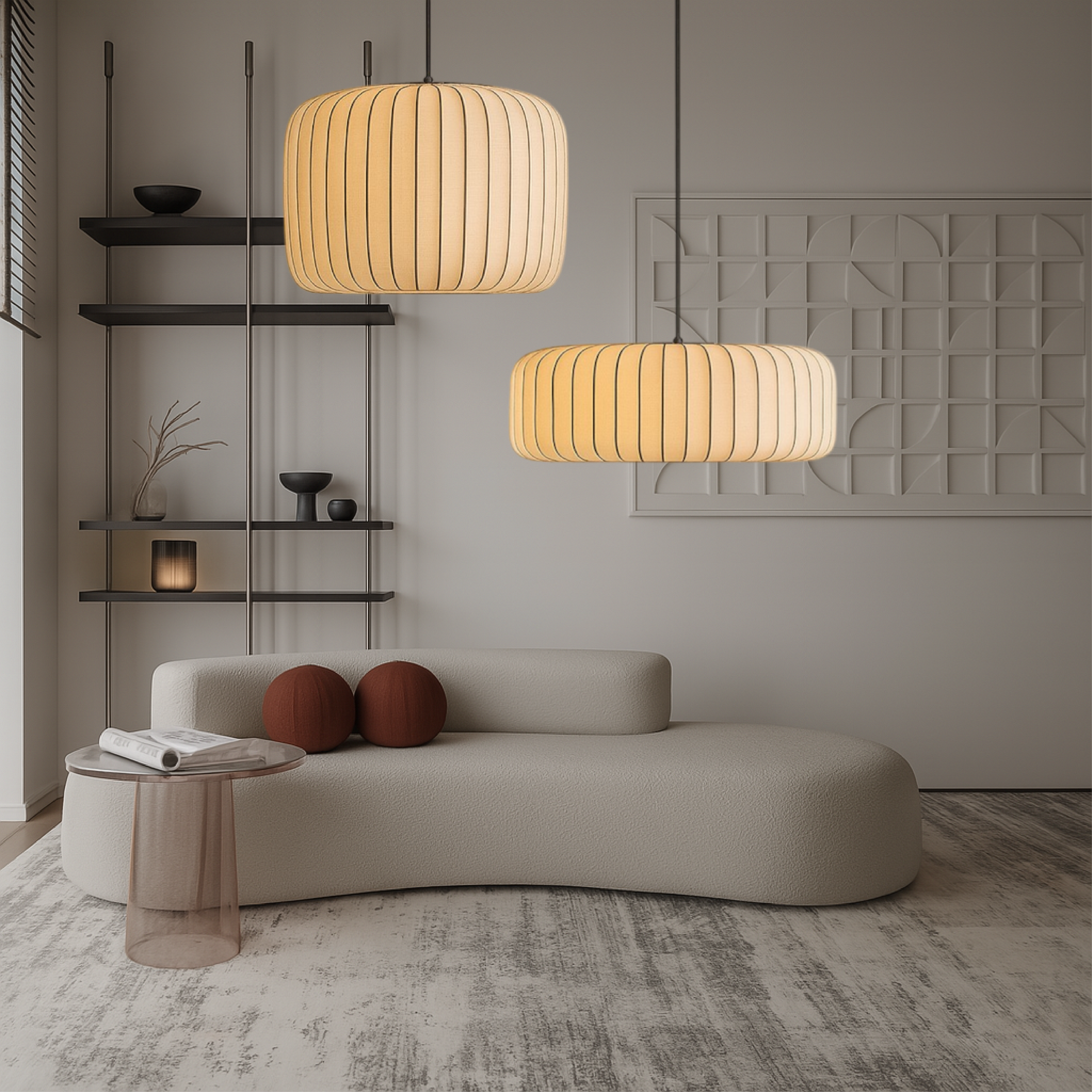 Modern Ribbed Silk Pendant Lamp